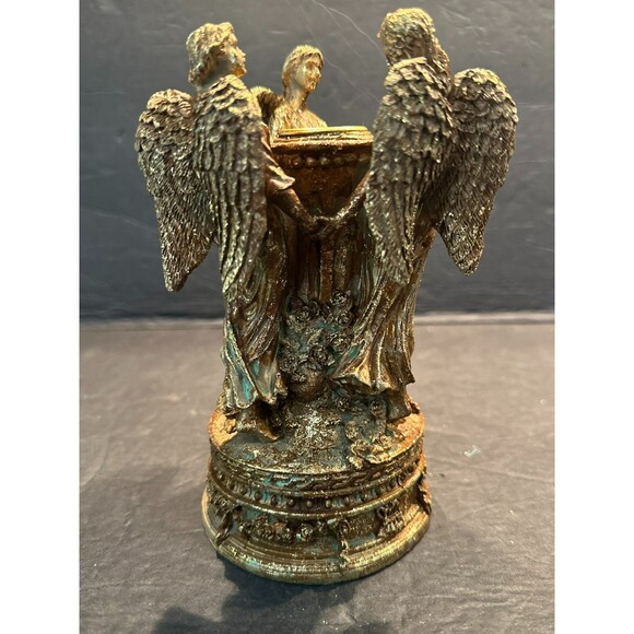 Kurt S. Adler Gold Sparkle Resin Angel Candle Holder 6" Tall by 4" Wide - Picture 3 of 5